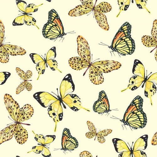 Żółte motyle na ecru tle