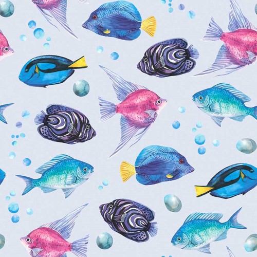 Niebieskie i fioletowe rybki na wrzosowym tle