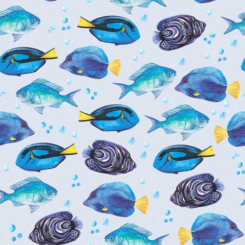 Niebieskie rybki na wrzosowym tle