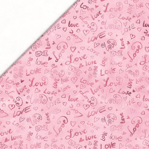 Brokatowe napisy LOVE na różowym tle