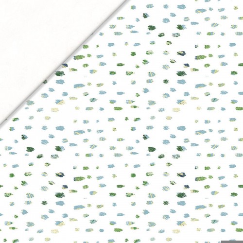 Zielone i błękitne maźnięcia pędzlem na białym tle