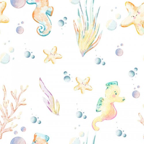 Koniki morskie rozgwiazdy i morskie rośliny na białym tle