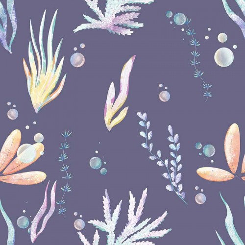Morskie rośliny w odcieniach fioletu na fioletowym tle