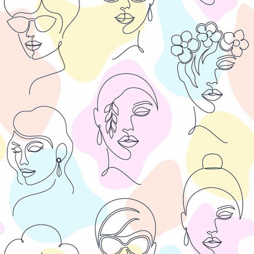 Twarze kobiet na kolorowych plamkach