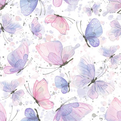 Motyle z fioletowo-różowymi skrzydełkami na tle rozmytych kropli