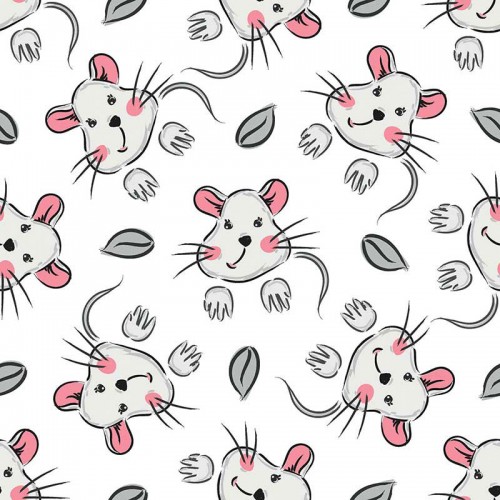 Szare myszki z różowymi uszkami