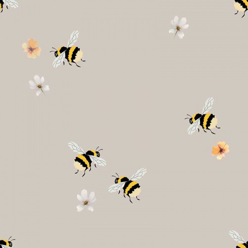 Pszczoły na tle kwiatów beżowe