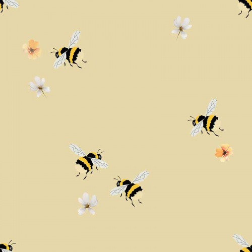 Pszczoły na tle kwiatów żółte