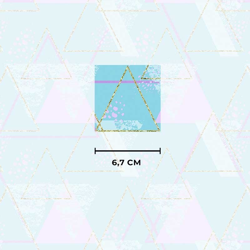 Złote i różowe trójkąty na turkusowym tle