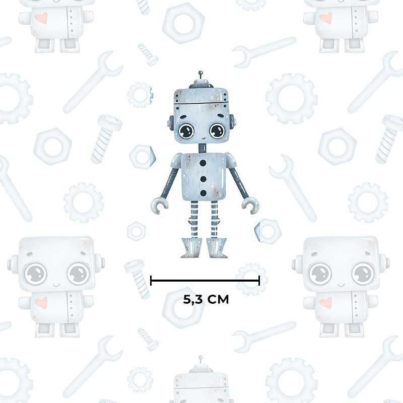 Błękitne roboty i śruby na białym tle