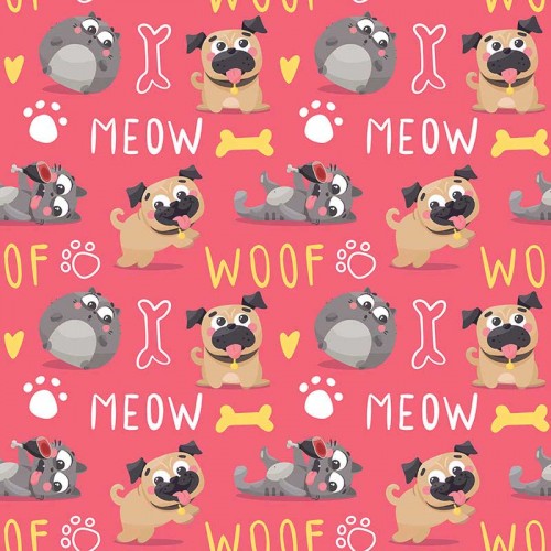 Psy koty i napisy MEOW i...