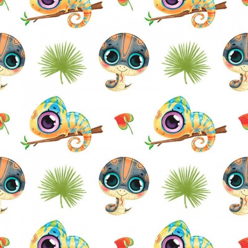 Kameleony i kobry na białym tle