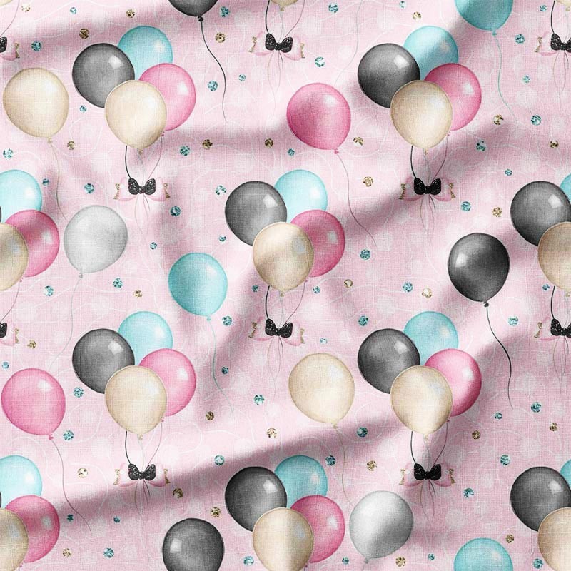 Kolorowe balony na różowym tle