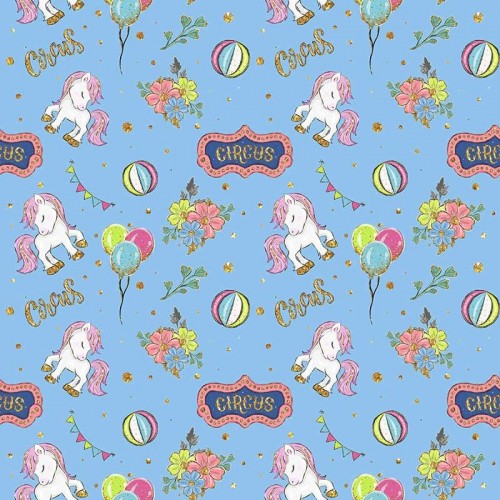 Cyrkowe kucyki na balony na niebieskim tle