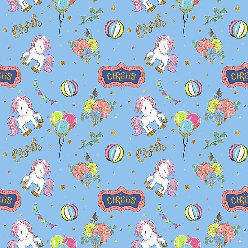 Cyrkowe kucyki na balony na niebieskim tle