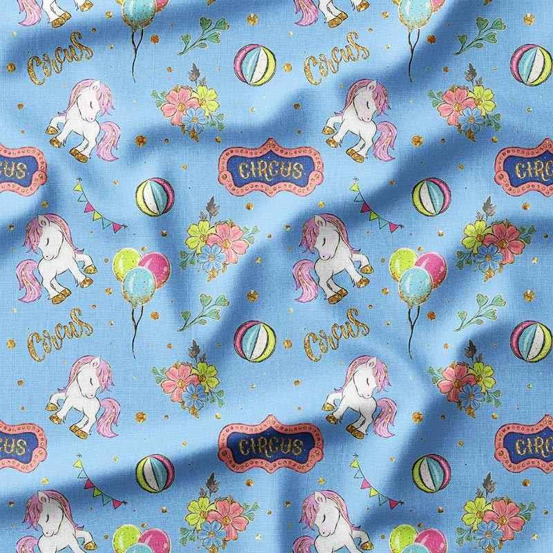 Cyrkowe kucyki na balony na niebieskim tle