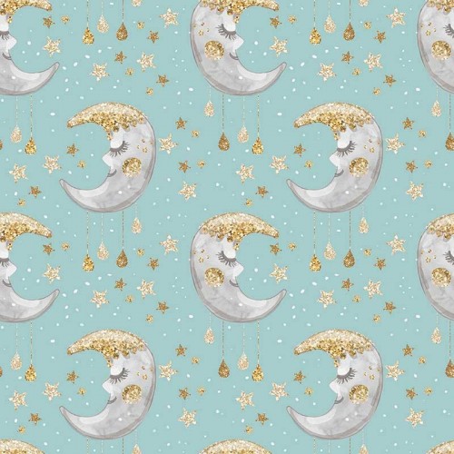 Złoto-szare księżyce na morskim tle