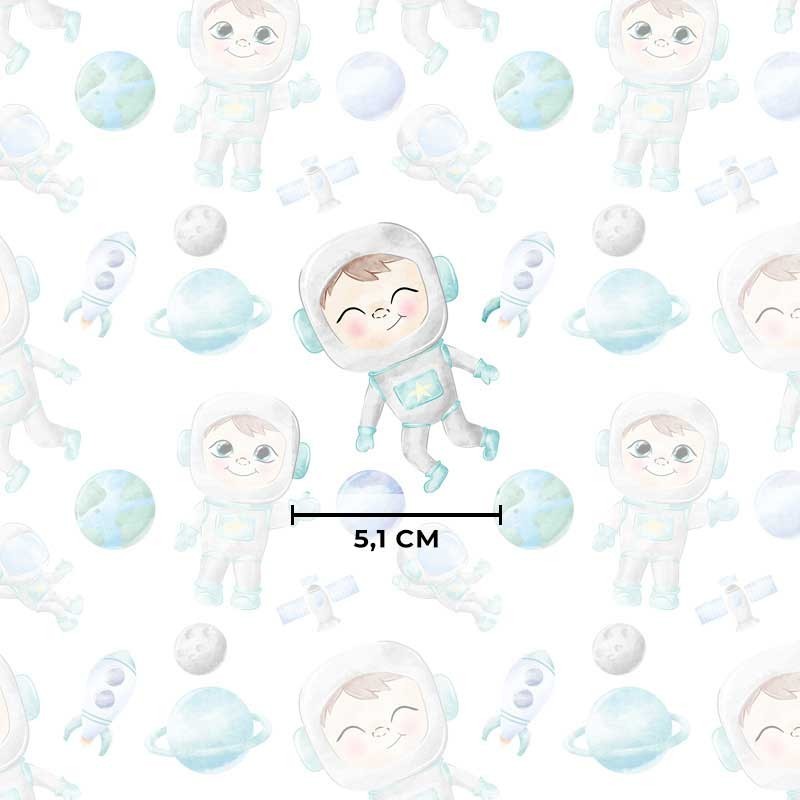 Astronauci i planety w odcieniach zieleni