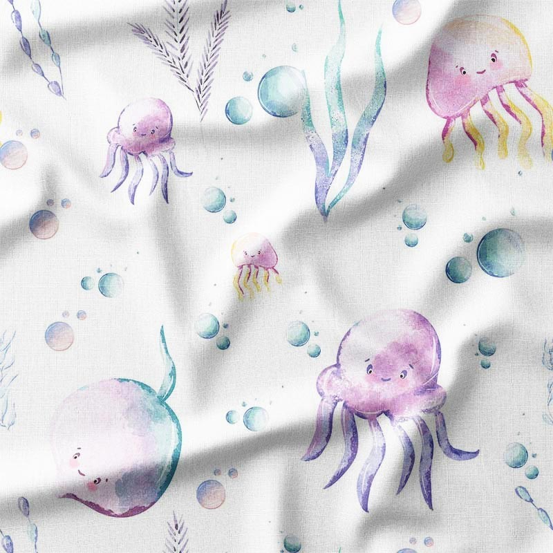 Meduzy i płaszczki na białym tle