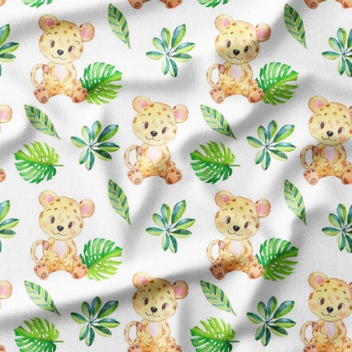 Małe gepardy i liście palmowe