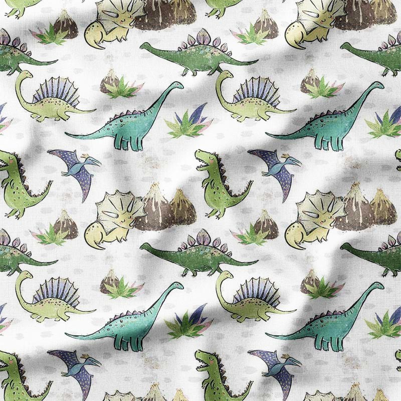 Dinozaury i góry na białym tle