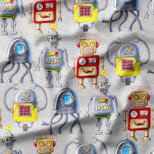 Kolorowe roboty na szarym melanżowym tle