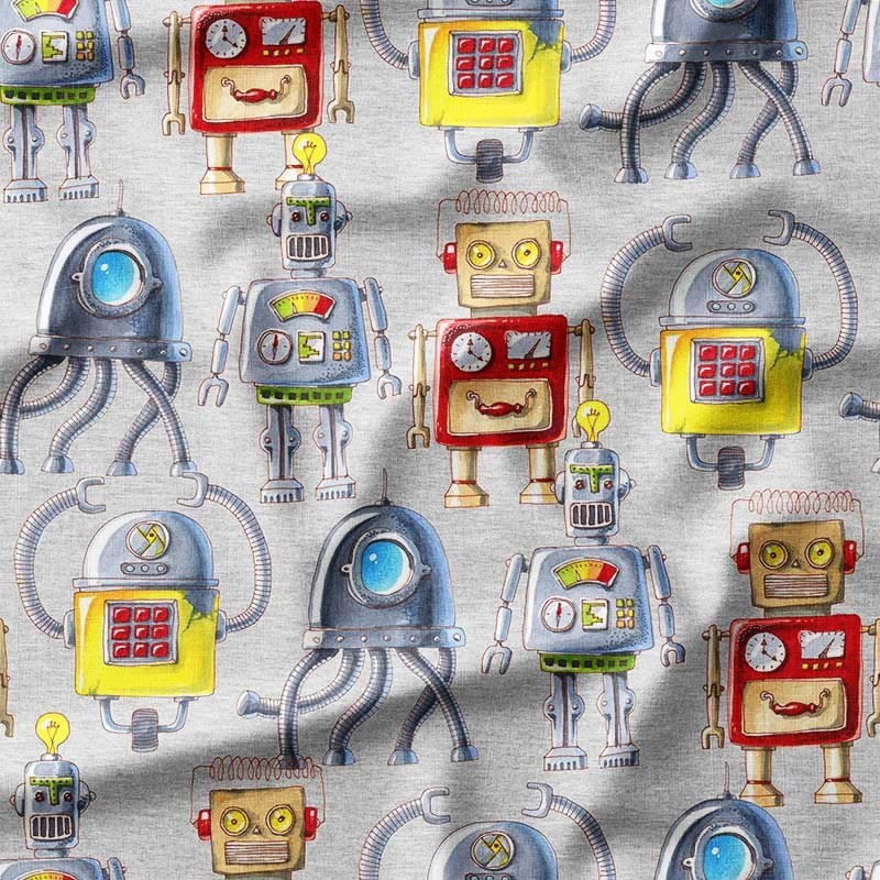 Kolorowe roboty na szarym melanżowym tle
