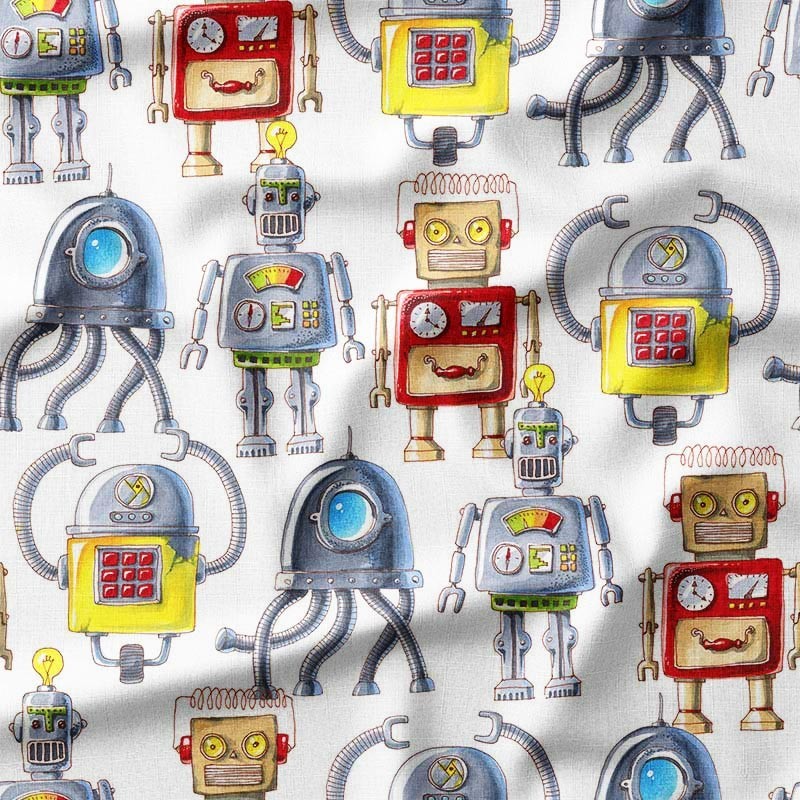 Kolorowe roboty na białym tle