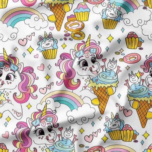 Kolorowe jednorożce zajadające lody