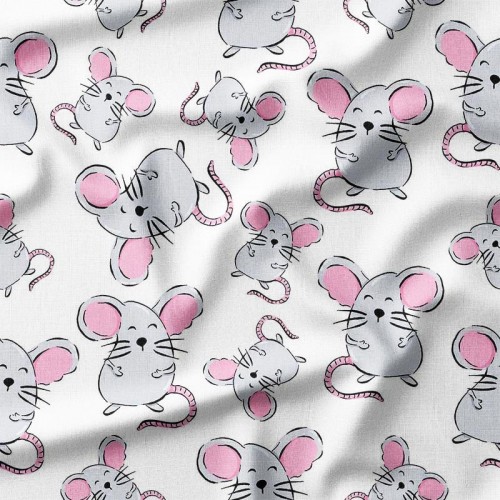 Słodkie szare myszki z różyowymi uszkami i ogonkiem