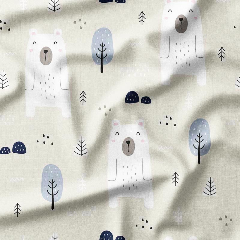 Słodkie miśki na łonie natury na beżowym tle
