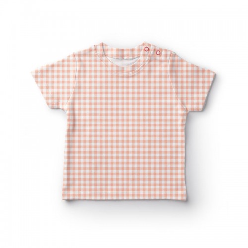 Pastelowa brzoskwiniowa kratka gingham