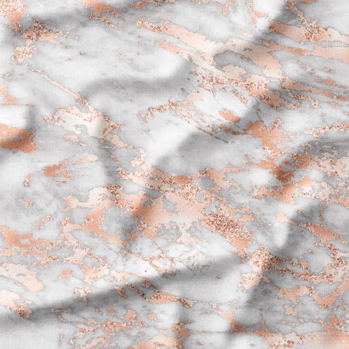 Bawełna satynowa Szaro-brzoskwiniowo-brokatowy marmur – tkanina drukowana na metry