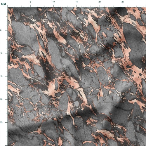 Bawełna satynowa Grafitowo-brzoskwiniowy marmur – tkanina drukowana na metry