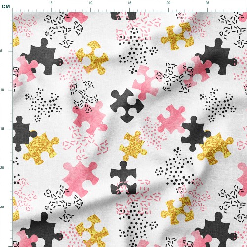 Bawełna satynowa Puzzle różowo złote – tkanina drukowana na metry