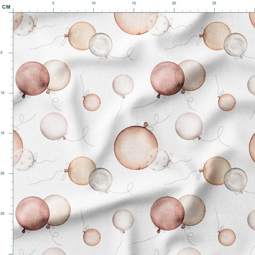 Bawełna satynowa Latające balony w delikatnych kolorach brązu – tkanina drukowana na metry