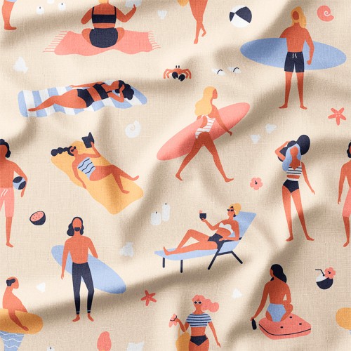 Bawełna satynowa Plaża Body positive – tkanina drukowana na metry
