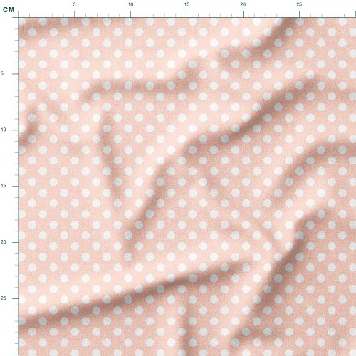 Bawełna satynowa Klasyczne białe groszki na pastelowym brzoskwiniowym tle – tkanina drukowana na metry
