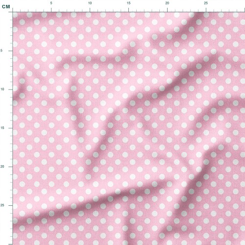 Bawełna satynowa Klasyczne białe groszki na pastelowym różowym tle – tkanina drukowana na metry