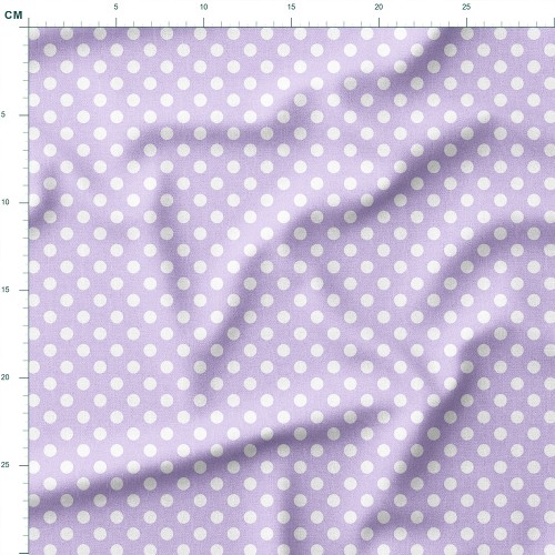 Bawełna satynowa Klasyczne białe groszki na pastelowym fioletowym tle – tkanina drukowana na metry