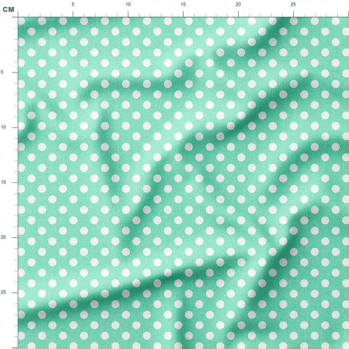 Bawełna satynowa Klasyczne białe groszki na pastelowym zielonym tle – tkanina drukowana na metry