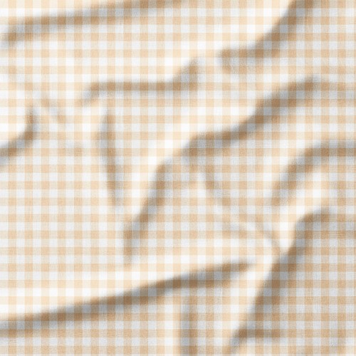 Bawełna satynowa Pastelowa beżowa kratka gingham – tkanina drukowana na metry
