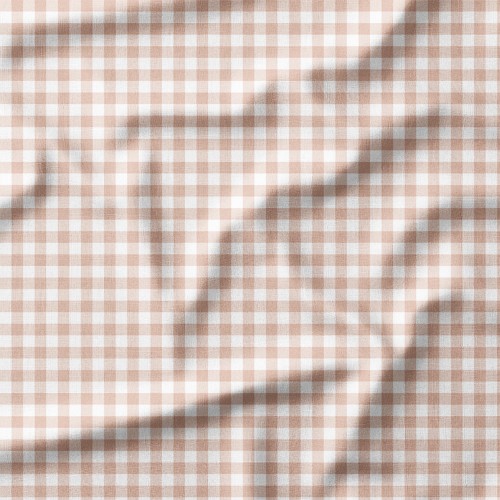 Bawełna satynowa Pastelowa taupe kratka gingham – tkanina drukowana na metry