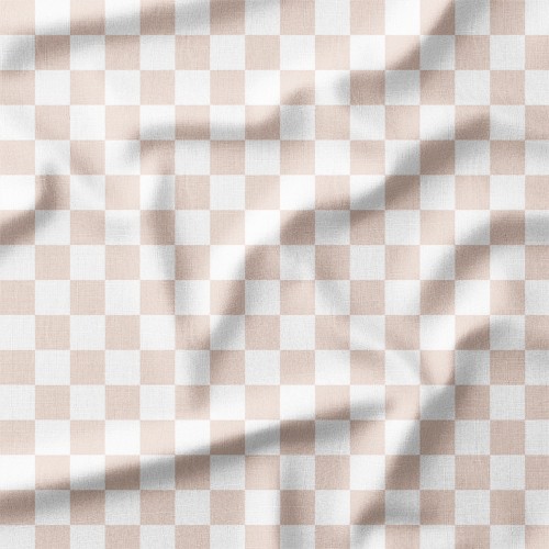 Bawełna satynowa Pastelowa taupe szachownica – tkanina drukowana na metry