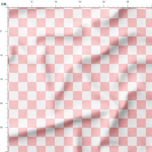 Bawełna satynowa Pastelowa koralowa szachownica – tkanina drukowana na metry