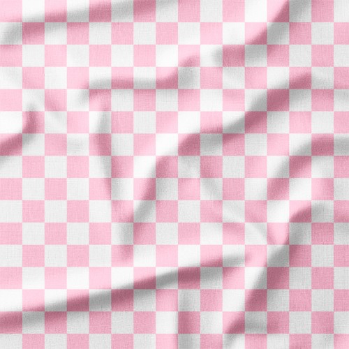 Bawełna satynowa Pastelowa różowa szachownica – tkanina drukowana na metry