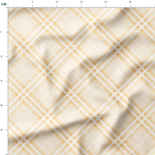 Tkanina bawełniana Diagonalna krata w beżu i bieli – tkanina drukowana na metry