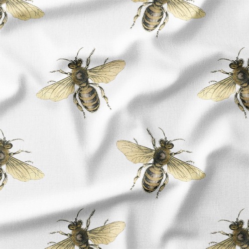 Tkanina bawełniana Pszczoły w stylu rycin entomologicznych – tkanina drukowana na metry