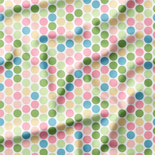 Tkanina bawełniana Pastelowe kropki w kolorowych rzędach – tkanina drukowana na metry