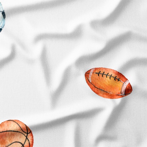 Tkanina bawełniana Akwarelowe piłki sportowe – tkanina drukowana na metry